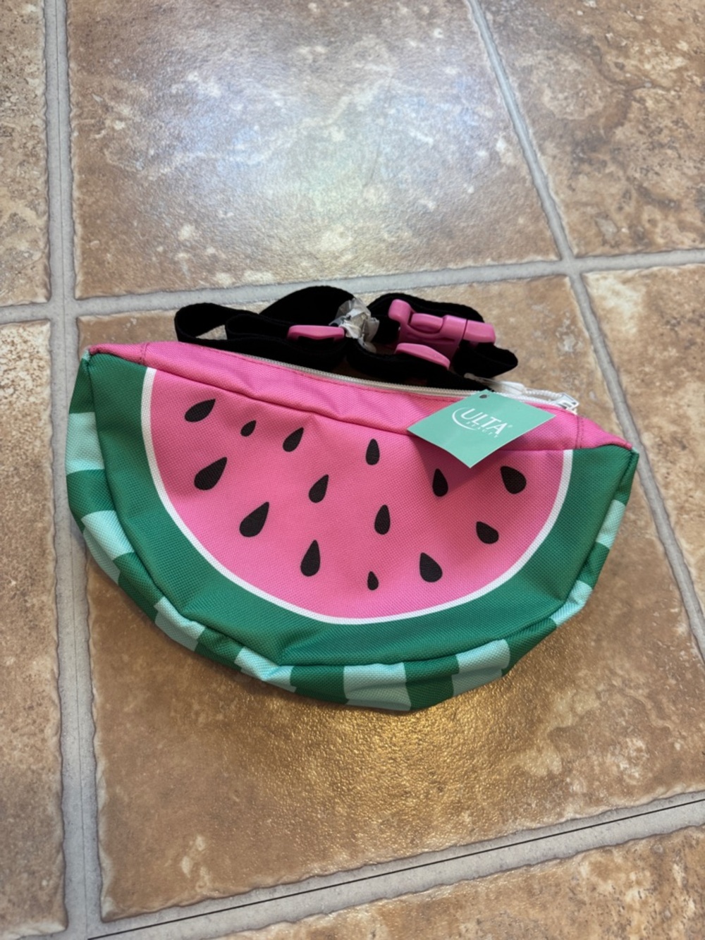 NWT Ulta Beauty Watermelon Fanny Pack/Waist Bag With Beverage Holder Pink/Green